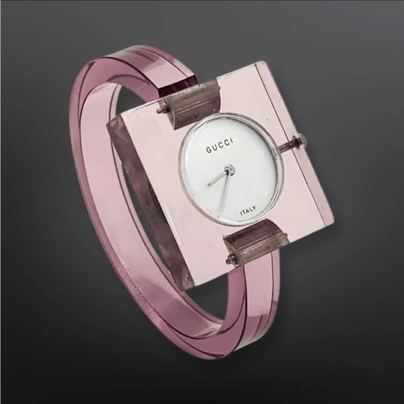 Gucci Vintage Manual Wind Retro Plexi Wrist Bangle Rare Watch - Picture 2 of 9